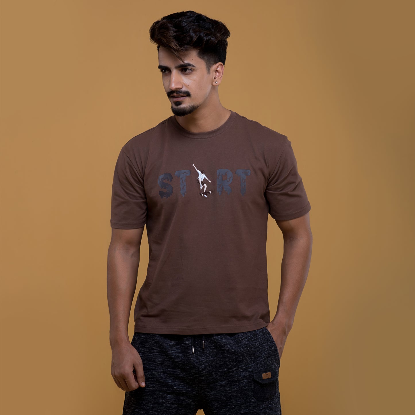 One-way Brown T Shirt – Soft 100%Cotton Embroidered Unisex Tee