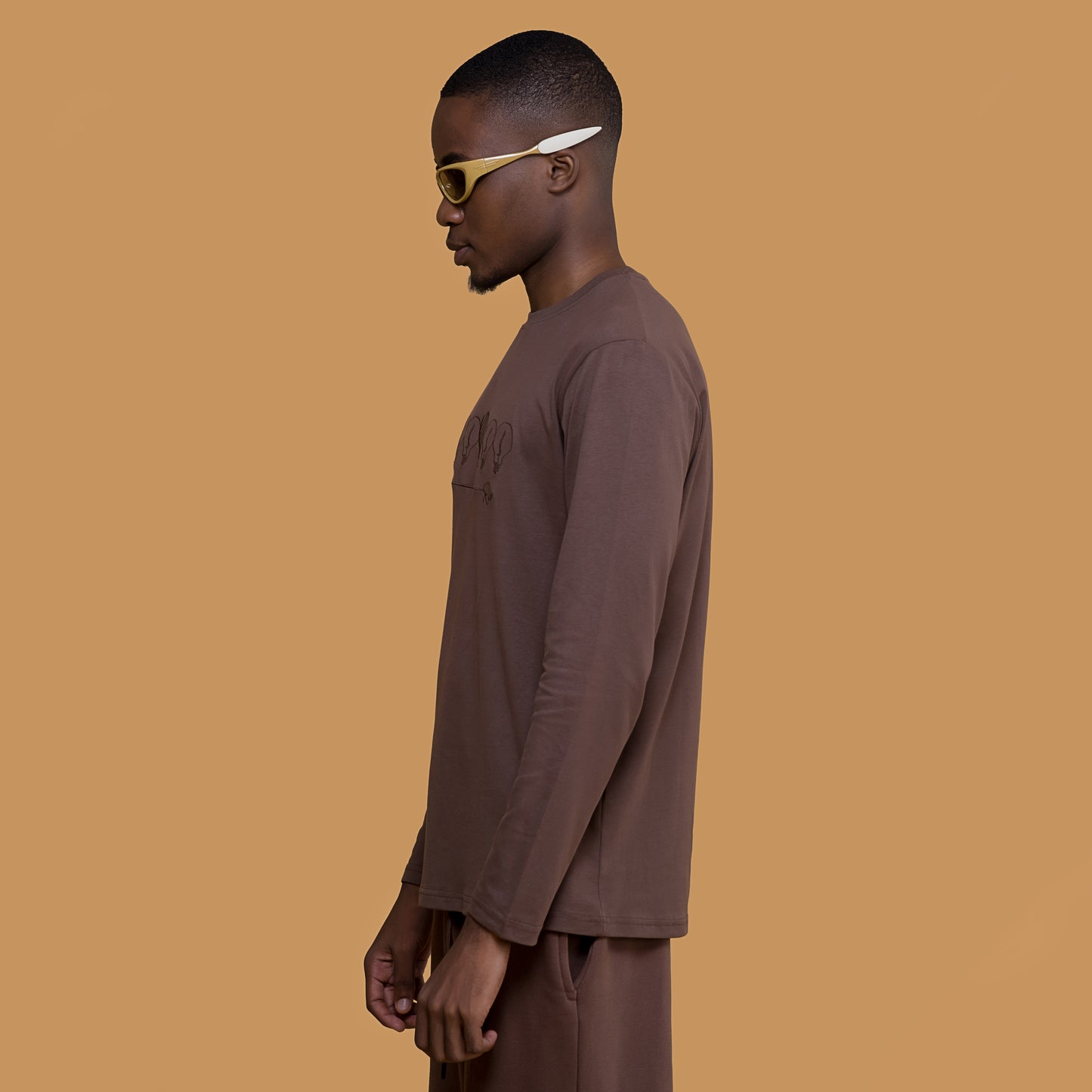 Rise Chocolate Brown Embroidered Long Sleeve t-shirt