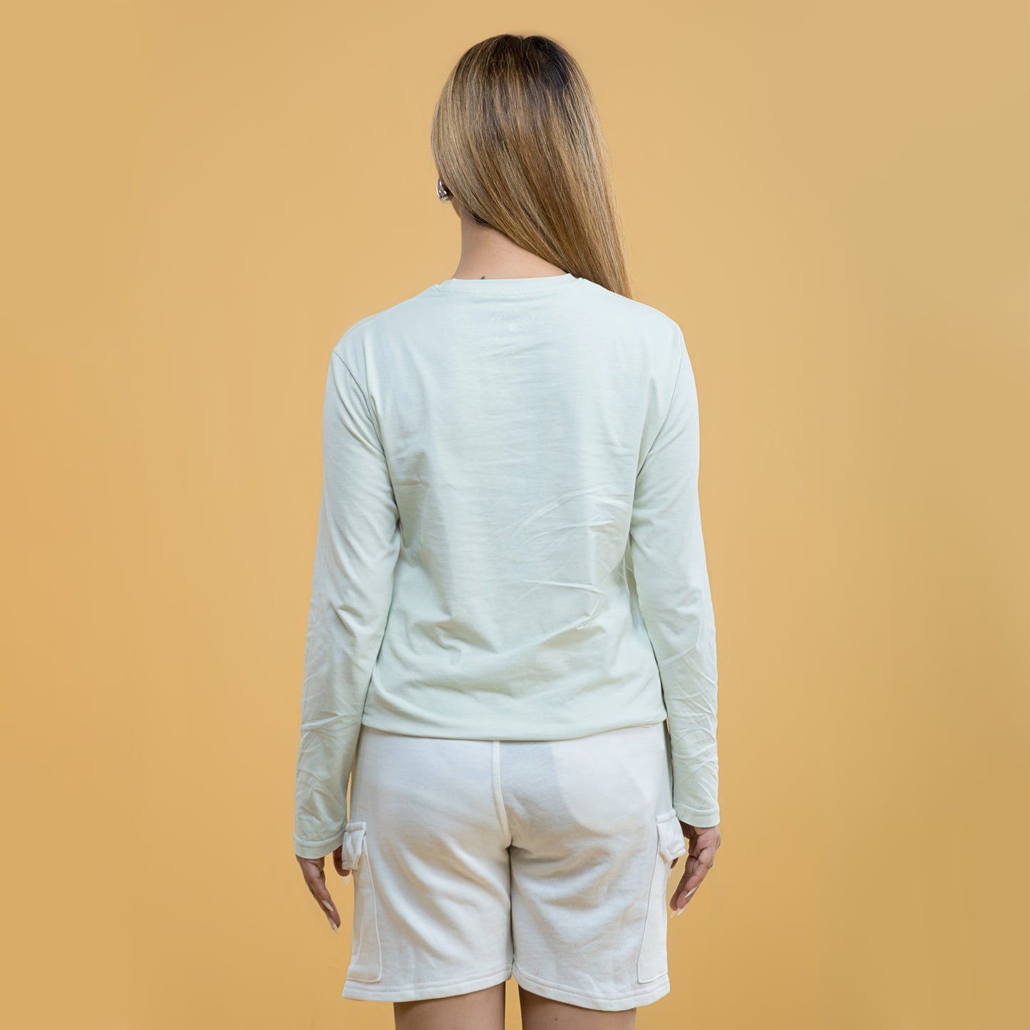 Mint Green Embroidered Full Sleeve Tee – Unisex 100% Cotton