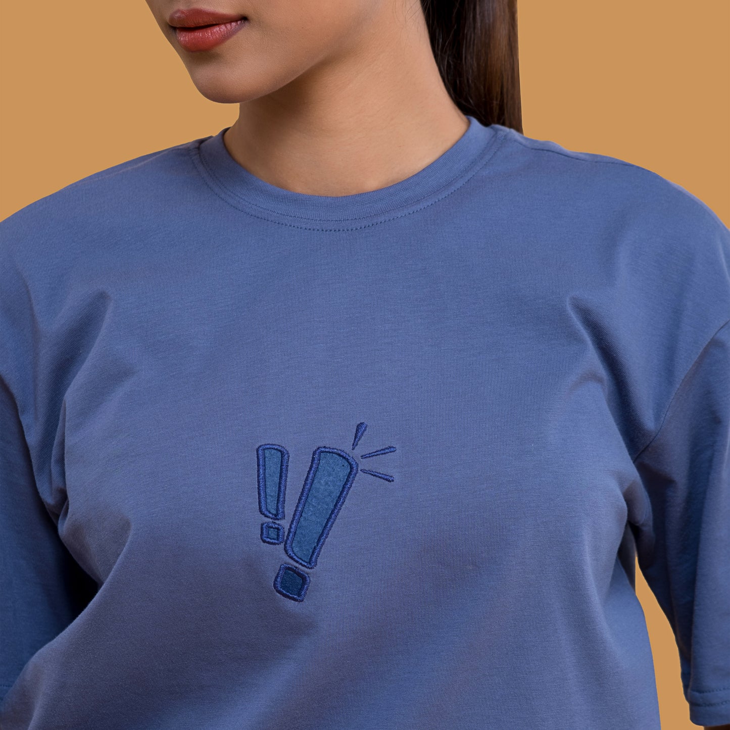 Deep Blue Short-Sleeve Drop Shoulder T Shirt