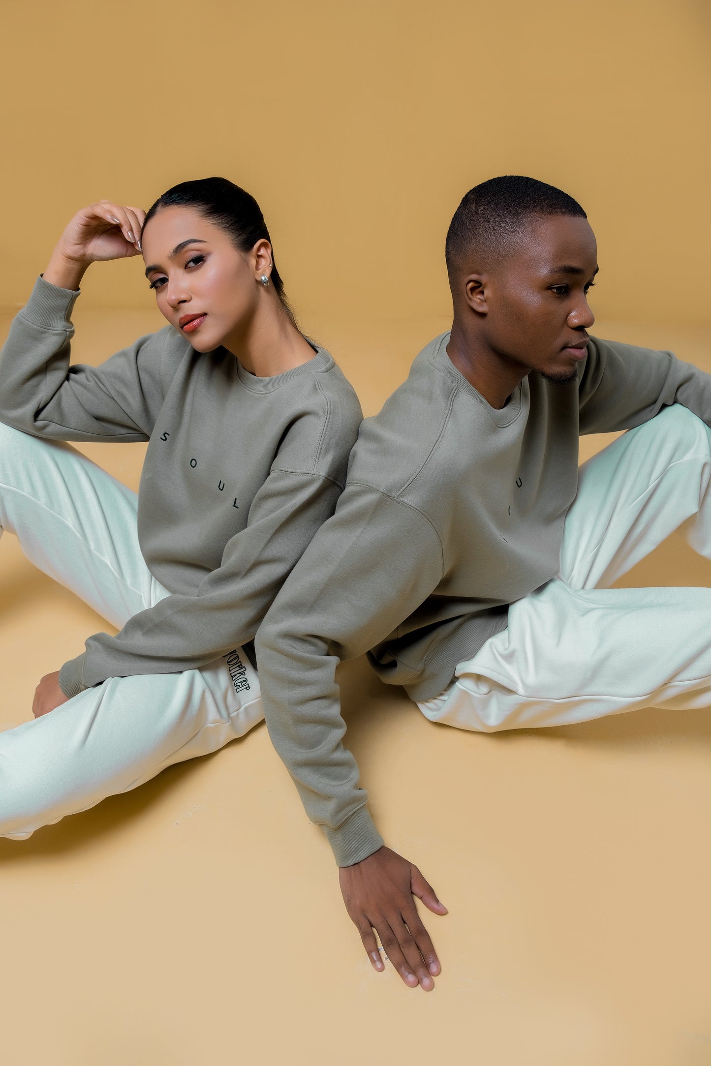 Olive Green Crewneck Sweatshirt with SOUL Embroidery