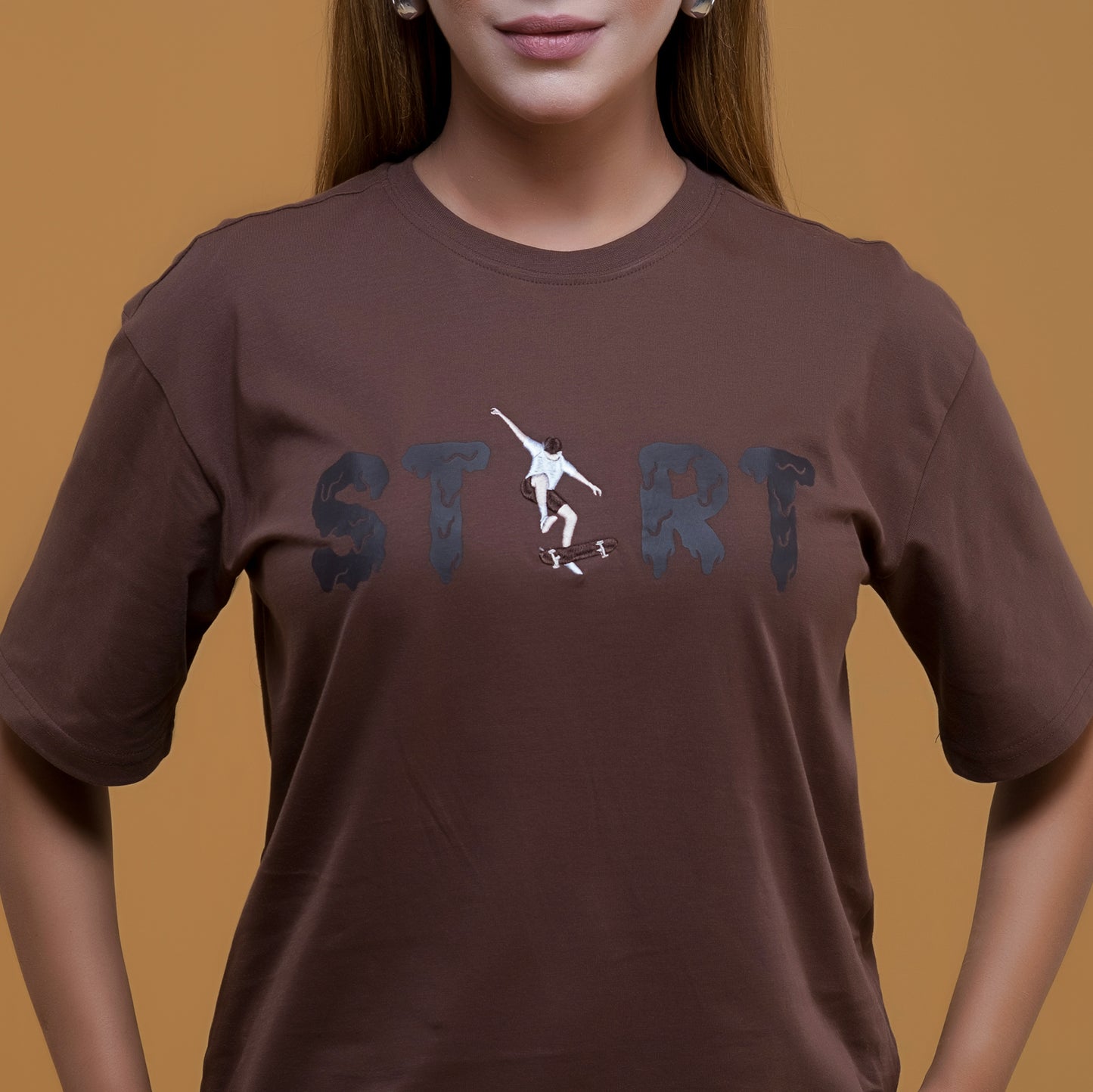 One-way Brown T Shirt – Soft 100%Cotton Embroidered Unisex Tee