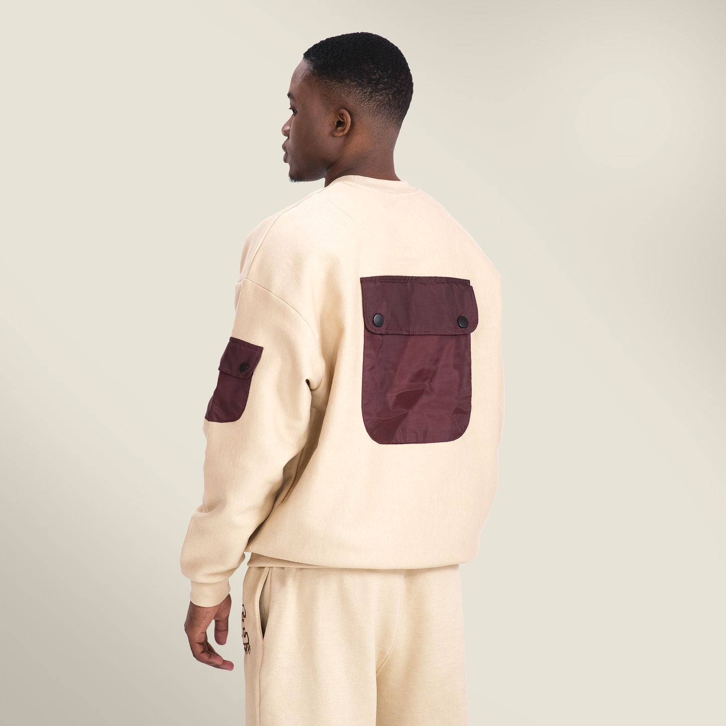 Men's Crew Neck Sweater with shoulder and back pocket