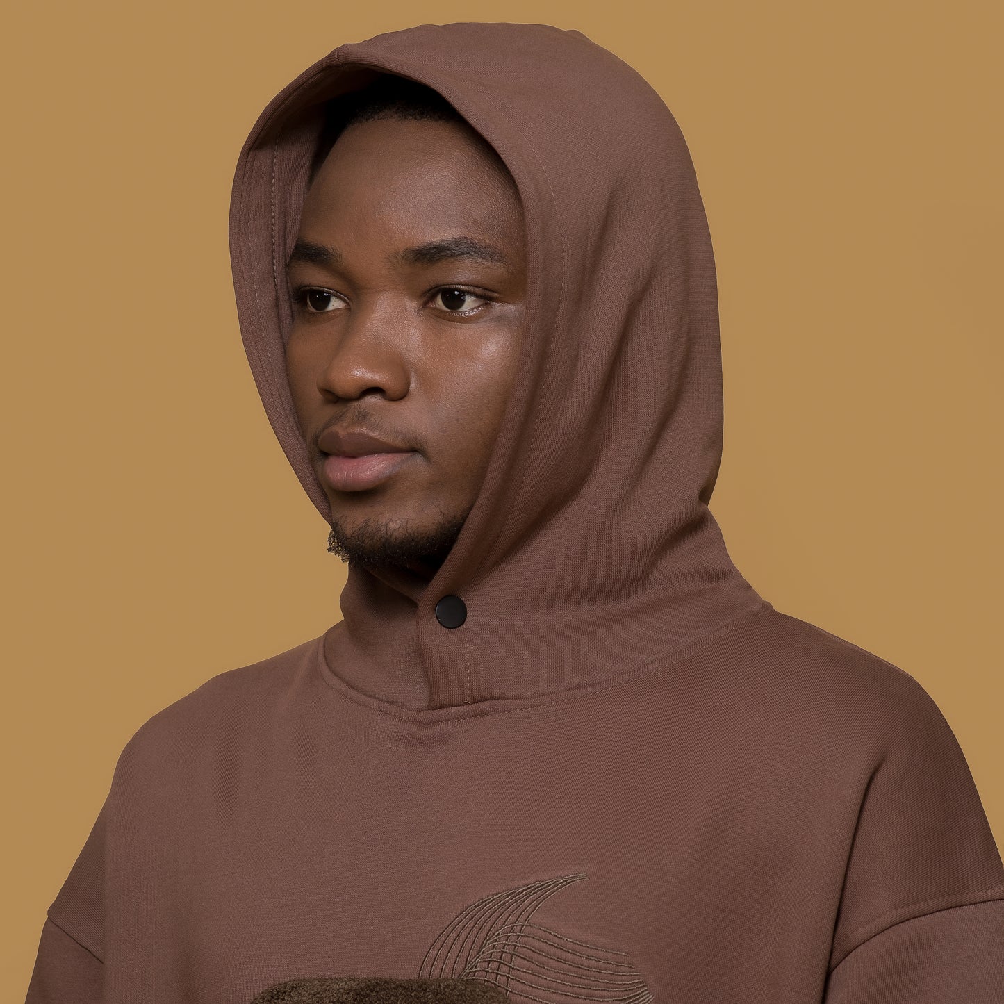 Chocolate Brown Hoodie – Drop Shoulder Embroidered Fleece