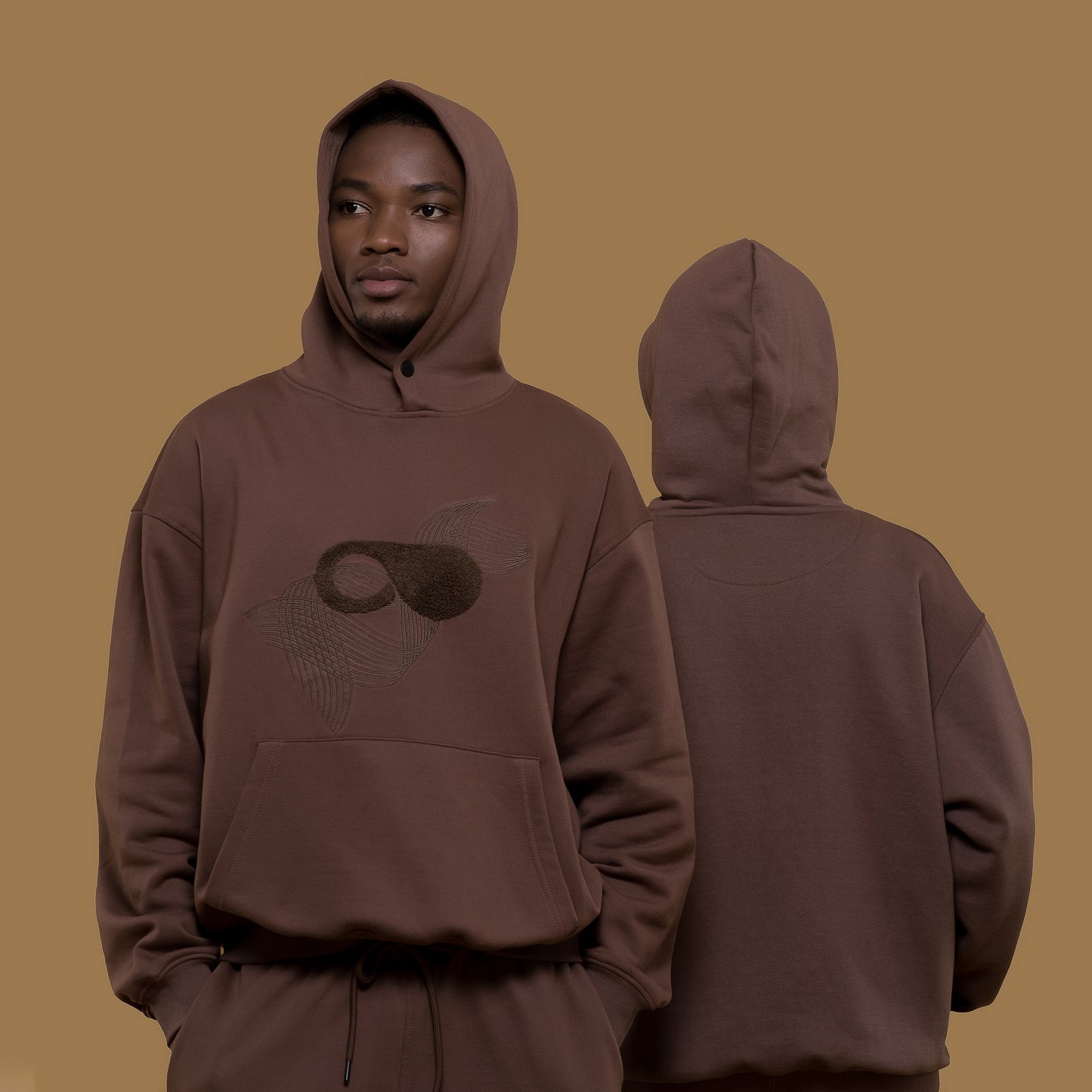Chocolate Brown Hoodie – Drop Shoulder Embroidered Fleece