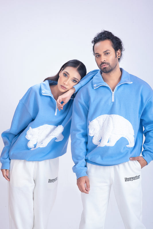 Unisex White Panda Turtleneck Zipper Sweatshirt Cozy Casual Wear for Men & Women's