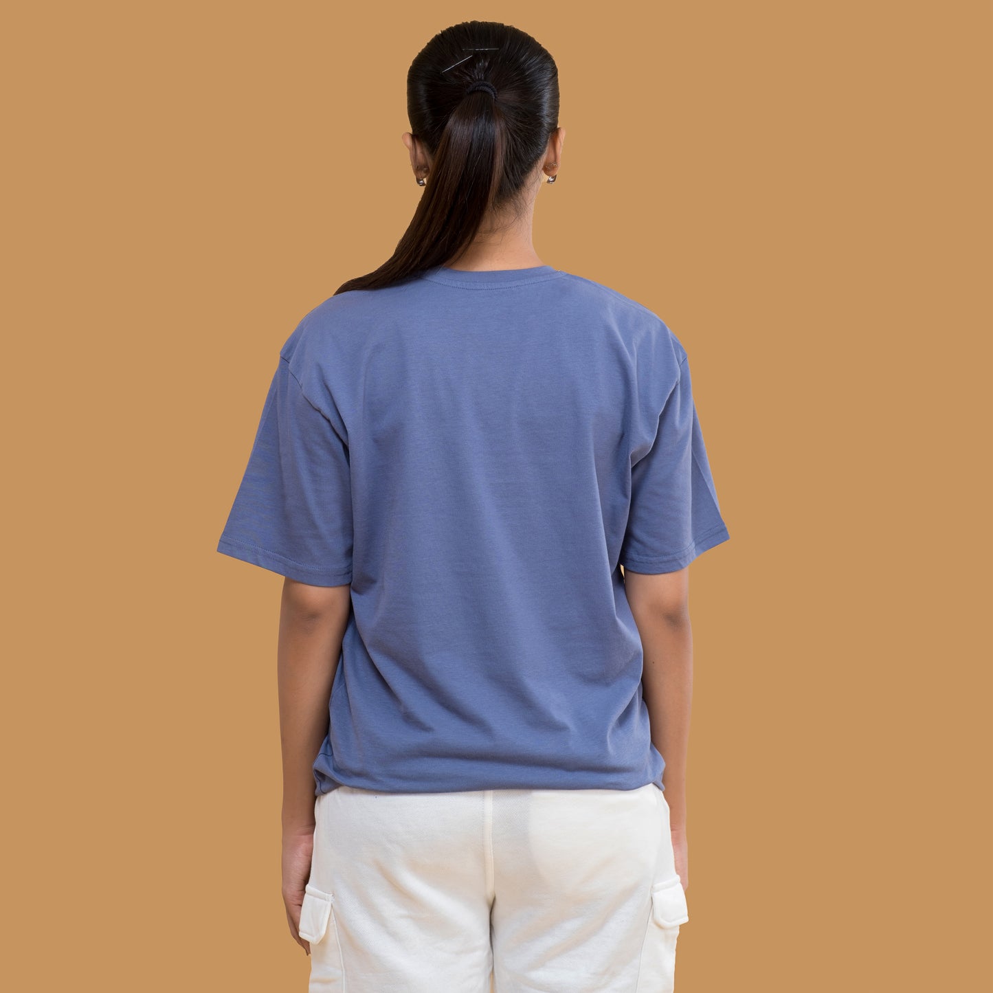 Deep Blue Short-Sleeve Drop Shoulder T Shirt