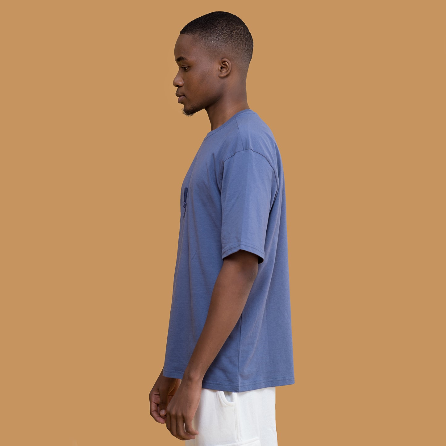 Deep Blue Short-Sleeve Drop Shoulder T Shirt