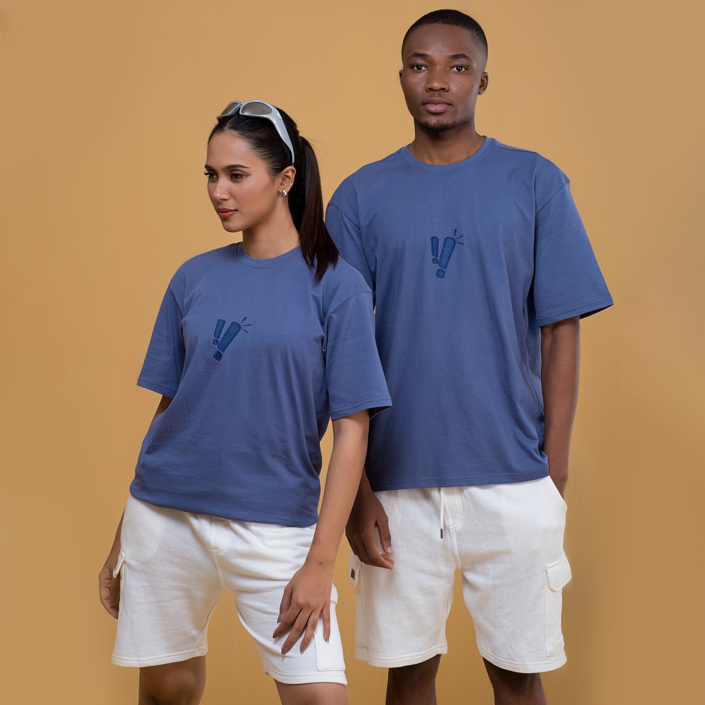 Deep Blue Short-Sleeve Drop Shoulder T Shirt