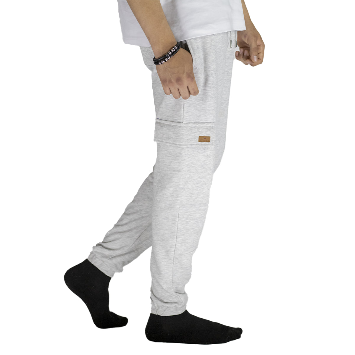 Men's Cozy Cargo Comfort RABIT Terry Joggers -White 