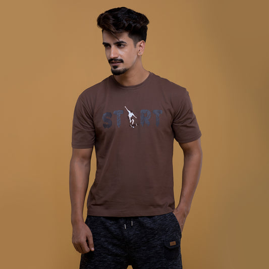 One-way Brown T Shirt – Soft 100%Cotton Embroidered Unisex Tee