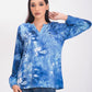 Women's Blue long sleeve button  blouse