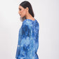Blue Tie Dye Button Long Sleeves Tops