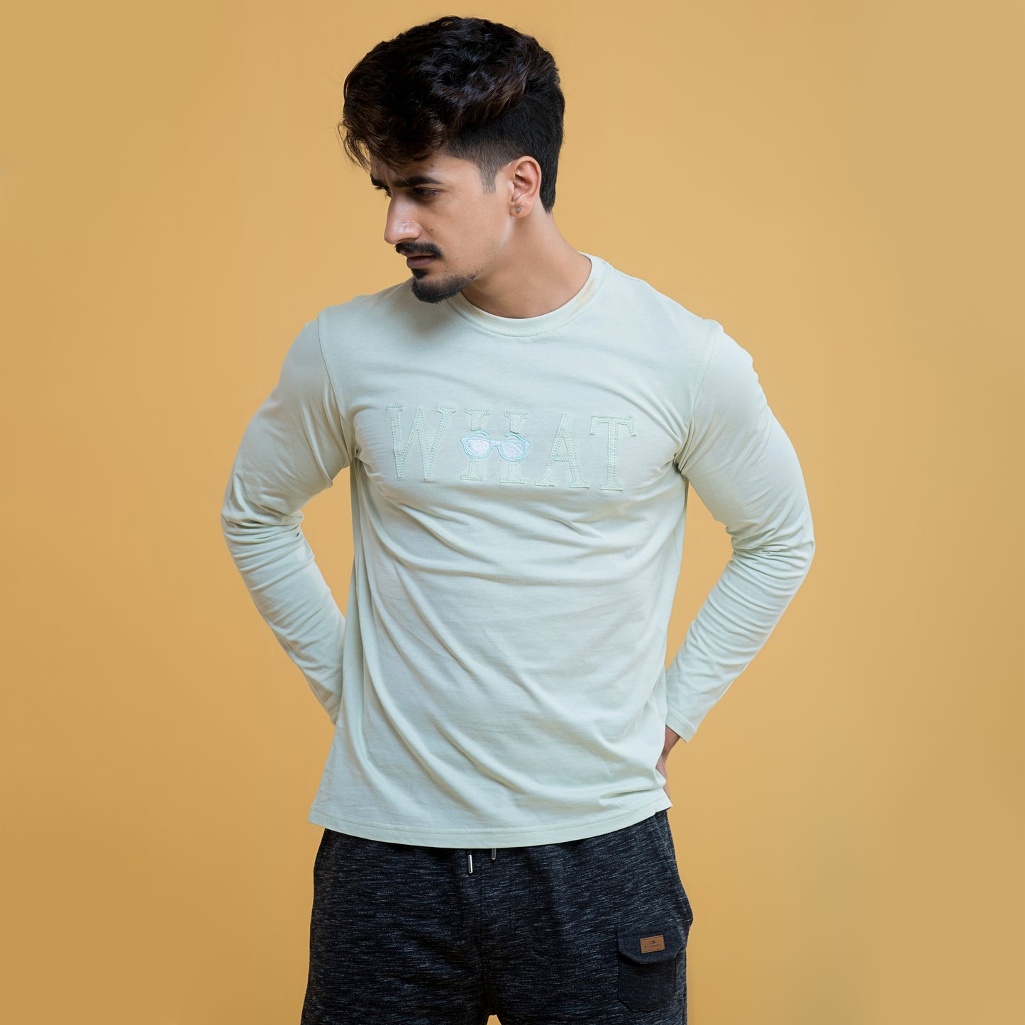 Patch Mint Green Crewneck Long Sleeve T-shirt