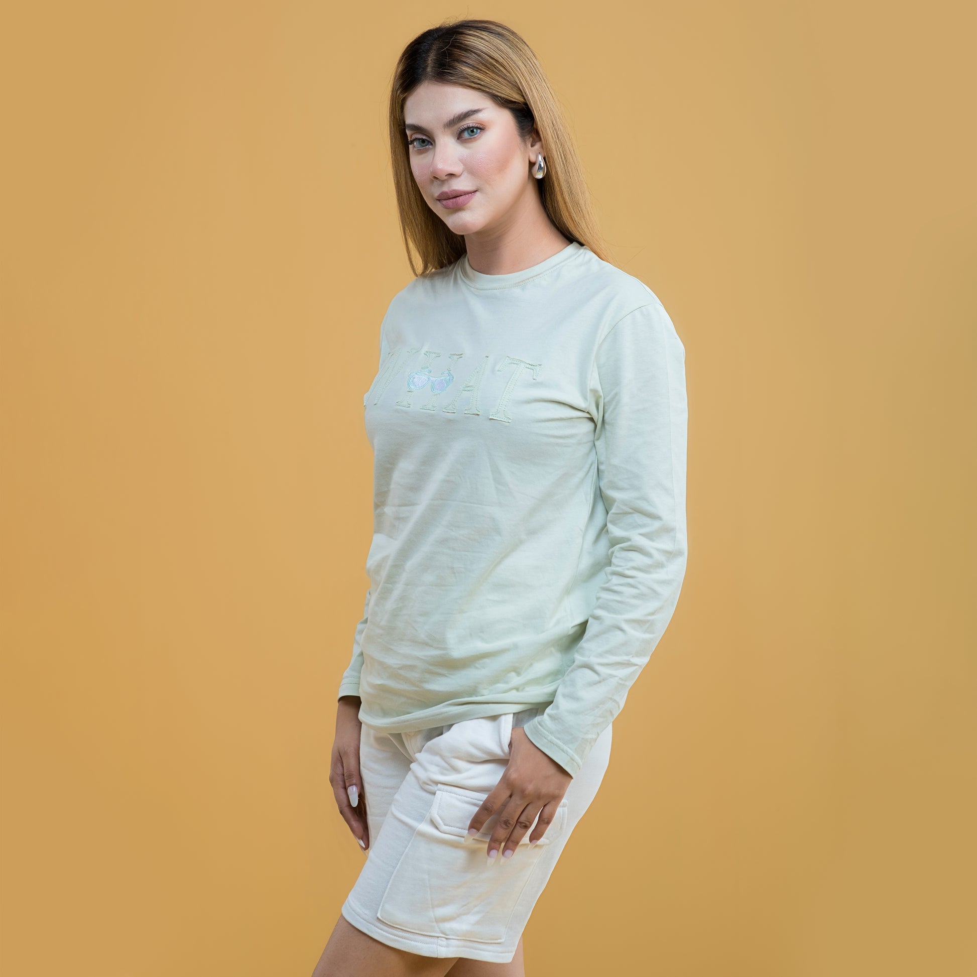 Patch Mint Green Crewneck Long Sleeve T-shirt