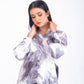 Women's White & Gray Tie-dye Top
