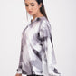 Floral Print Long Sleeve Wrap Tops Black For Women -Eternce