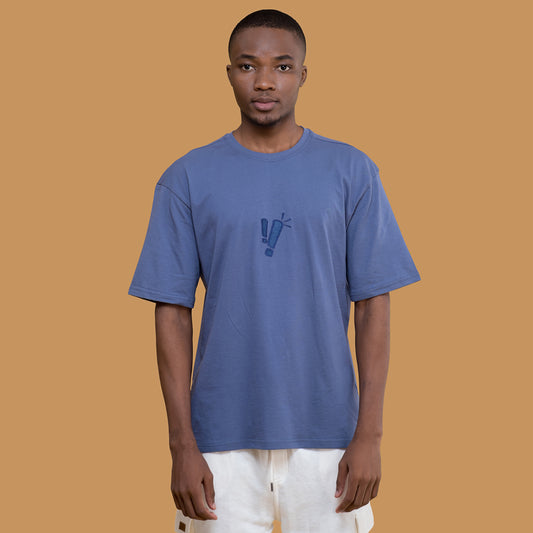 Deep Blue Short-Sleeve Drop Shoulder T Shirt