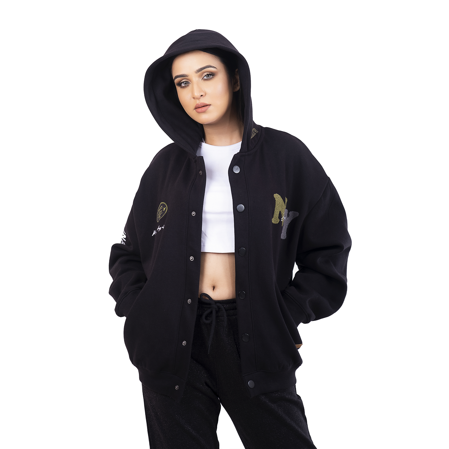 black essentials hoodie for girl's