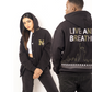 Unisex Black Oversized Bomber Hoodie for men & women's