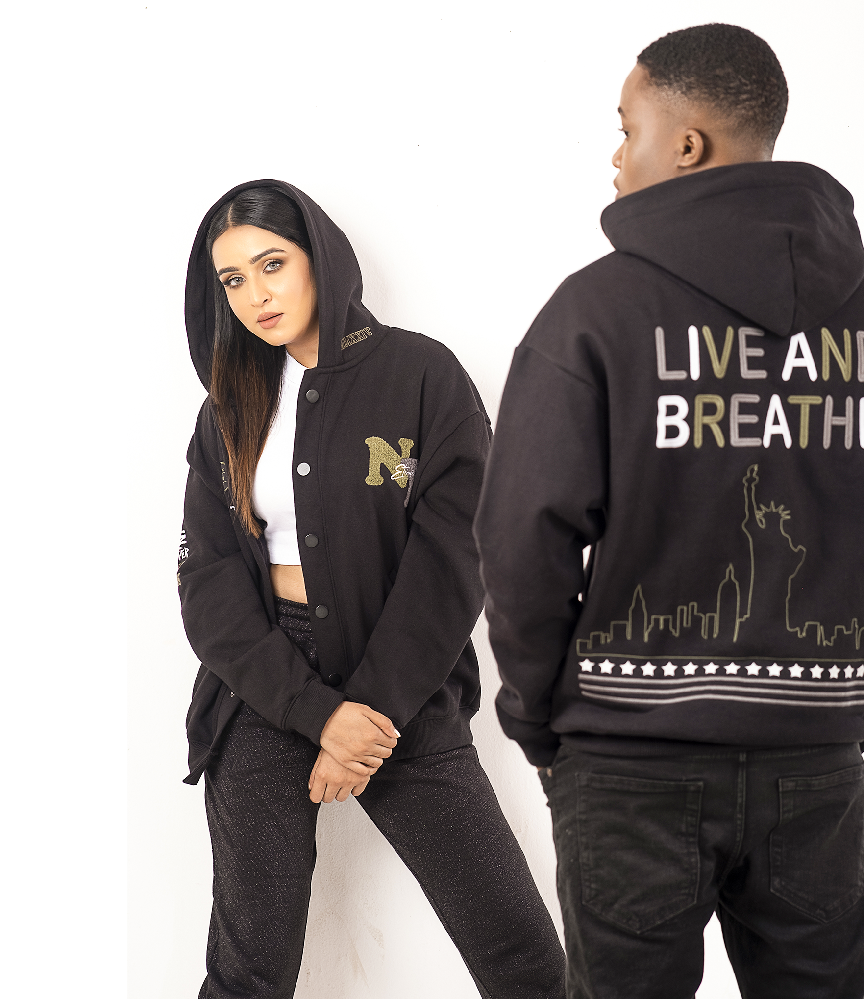 Unisex Black Oversized Bomber Hoodie for men & women's