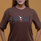 One-way Brown T Shirt – Soft 100%Cotton Embroidered Unisex Tee