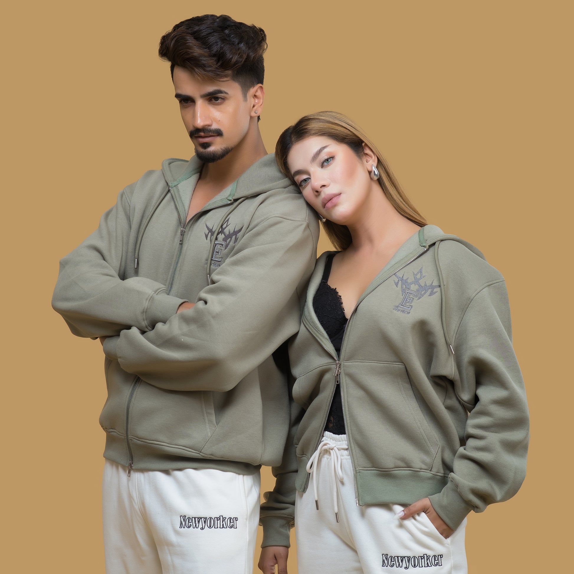 olive green hoodie