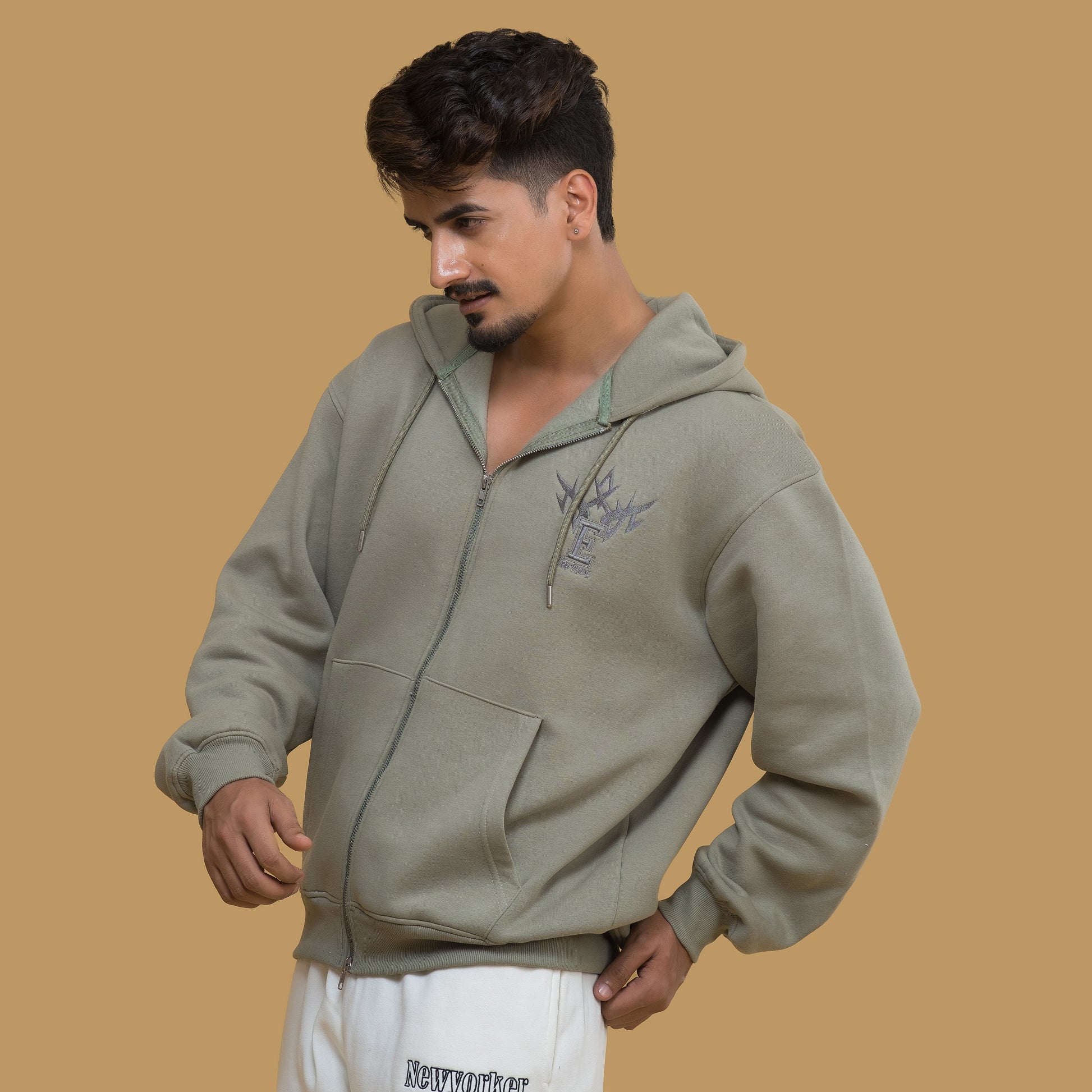 olive green hoodie

