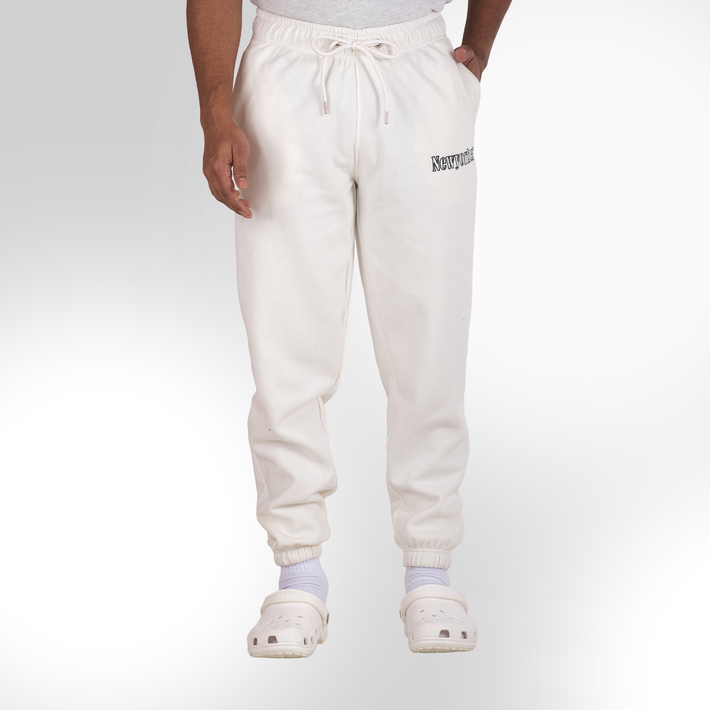 Unisex  100% Cotton Sweatpants Boys and Girls -White 