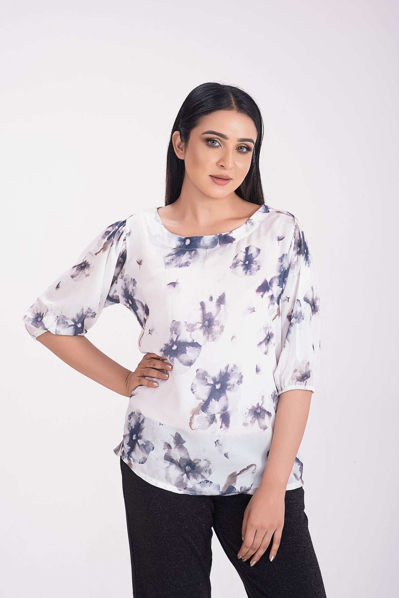 Vintage Floral Print Blouse  V Neck Comfy Blouse - Eternce