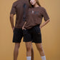brown  100% Cotton Embroidered Unisex Tee