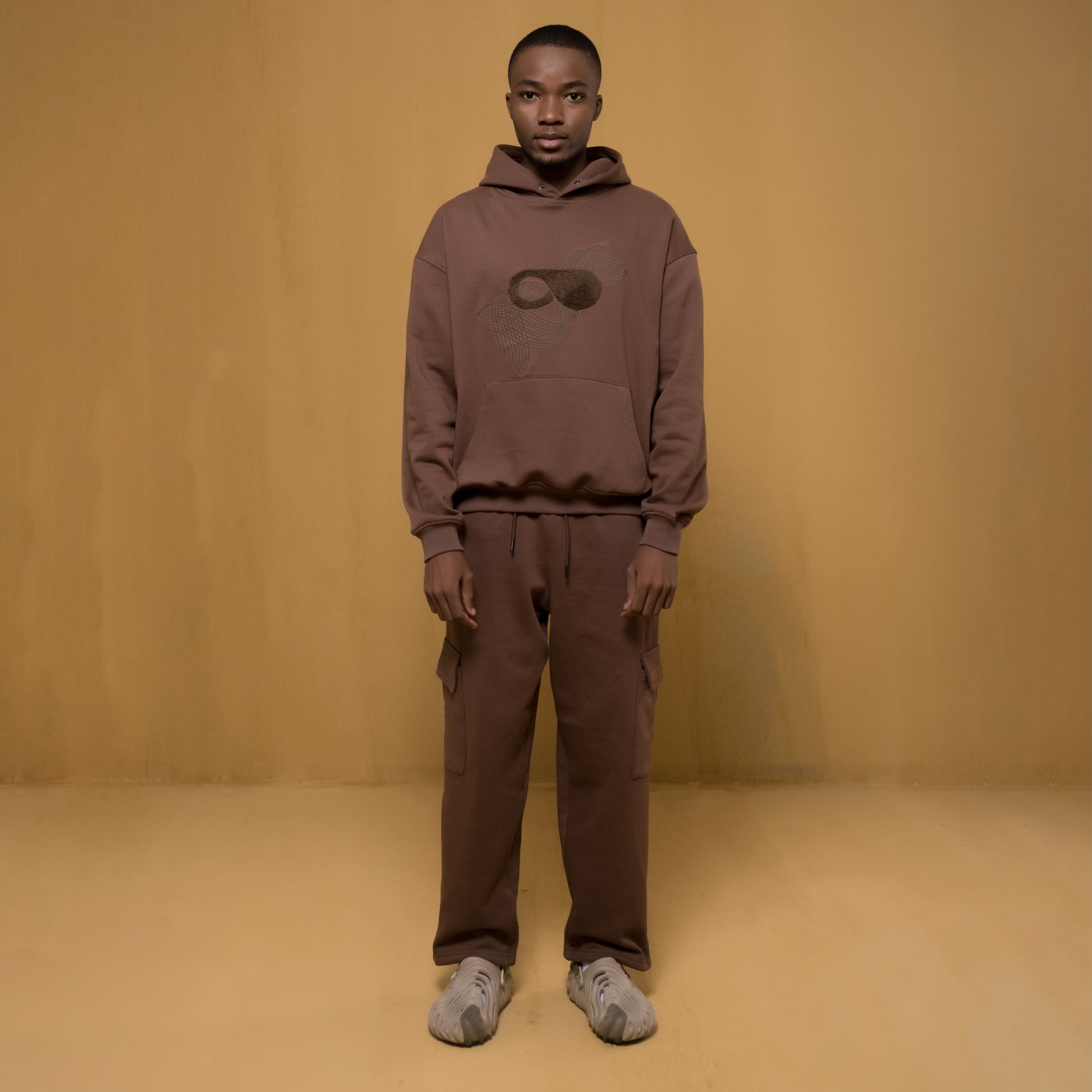 Chocolate Embroidered Hoodie and Jogger Set