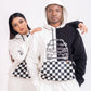 Unisex Black and White Oversized Racing Hoodie  For Men & Women
