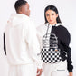 Unisex White & Black Oversized Racing Hoodie for Men & Women