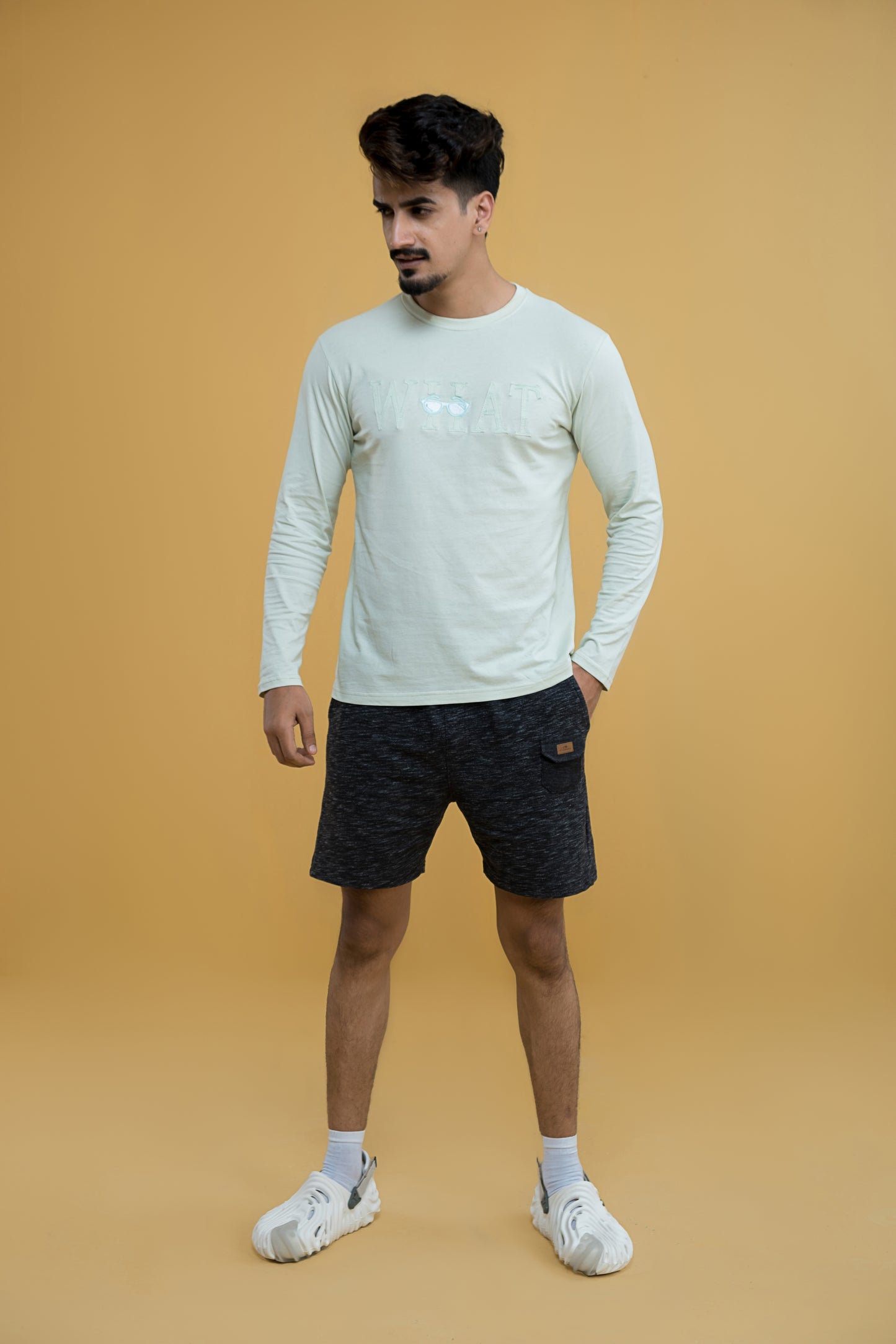 Patch Mint Green Crewneck Long Sleeve T-shirt