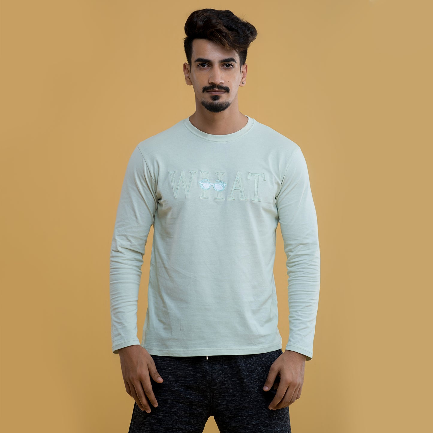 Patch Mint Green Crewneck Long Sleeve T-shirt