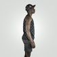 Men’s Tropical Palm Tree Tank Top – Jet Black Cotton