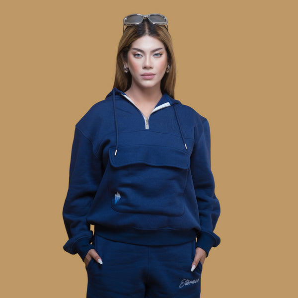 Iceberg Navy Blue Winter Half Zip Hoodie & Jogger Set – ETERNCE