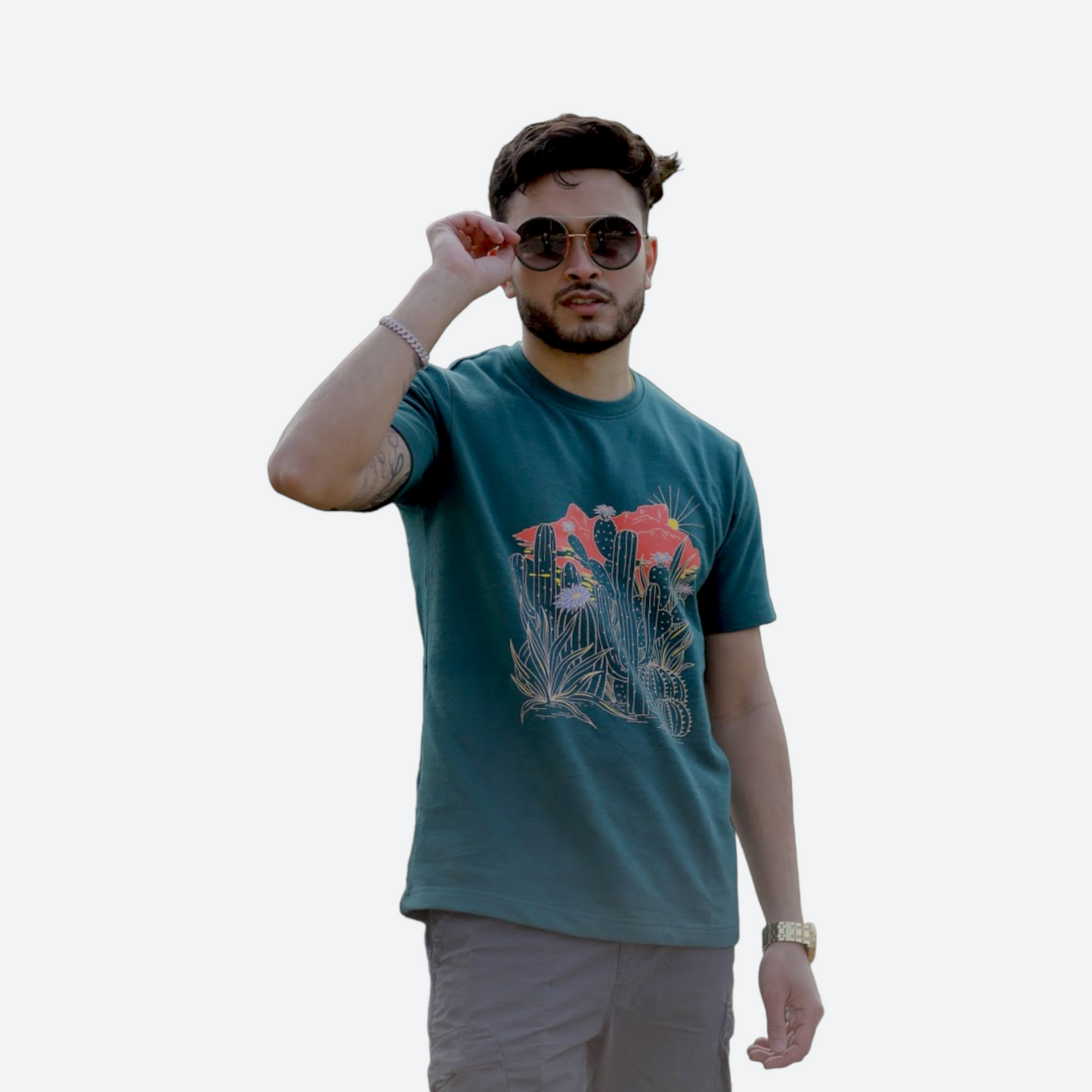 Men's Saguaro Floral T-Shirt for Summer Outings Casual Elegance _  Eternce 