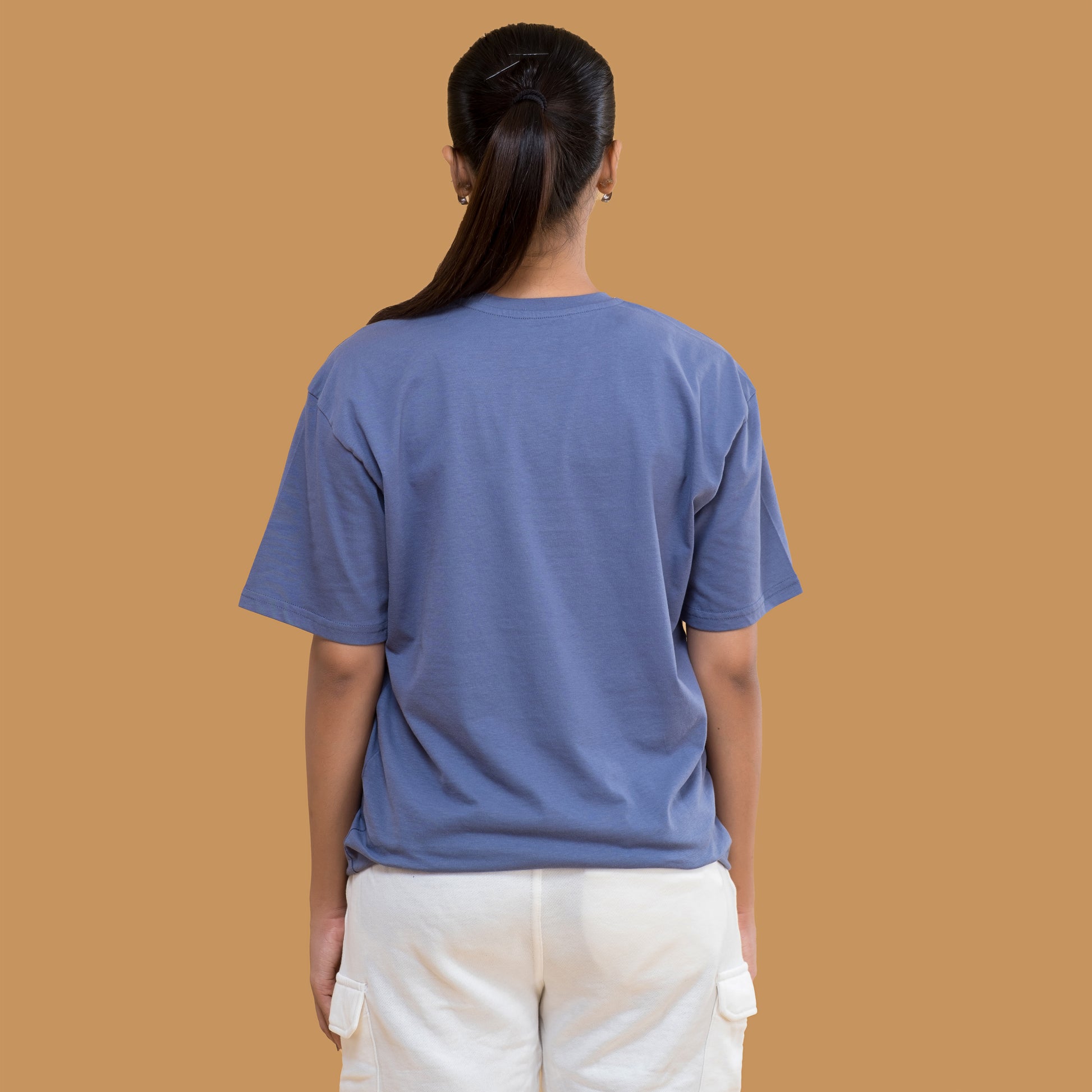 Deep Blue Short-Sleeve Drop Shoulder T Shirt