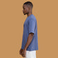 Deep Blue Short-Sleeve Drop Shoulder T Shirt